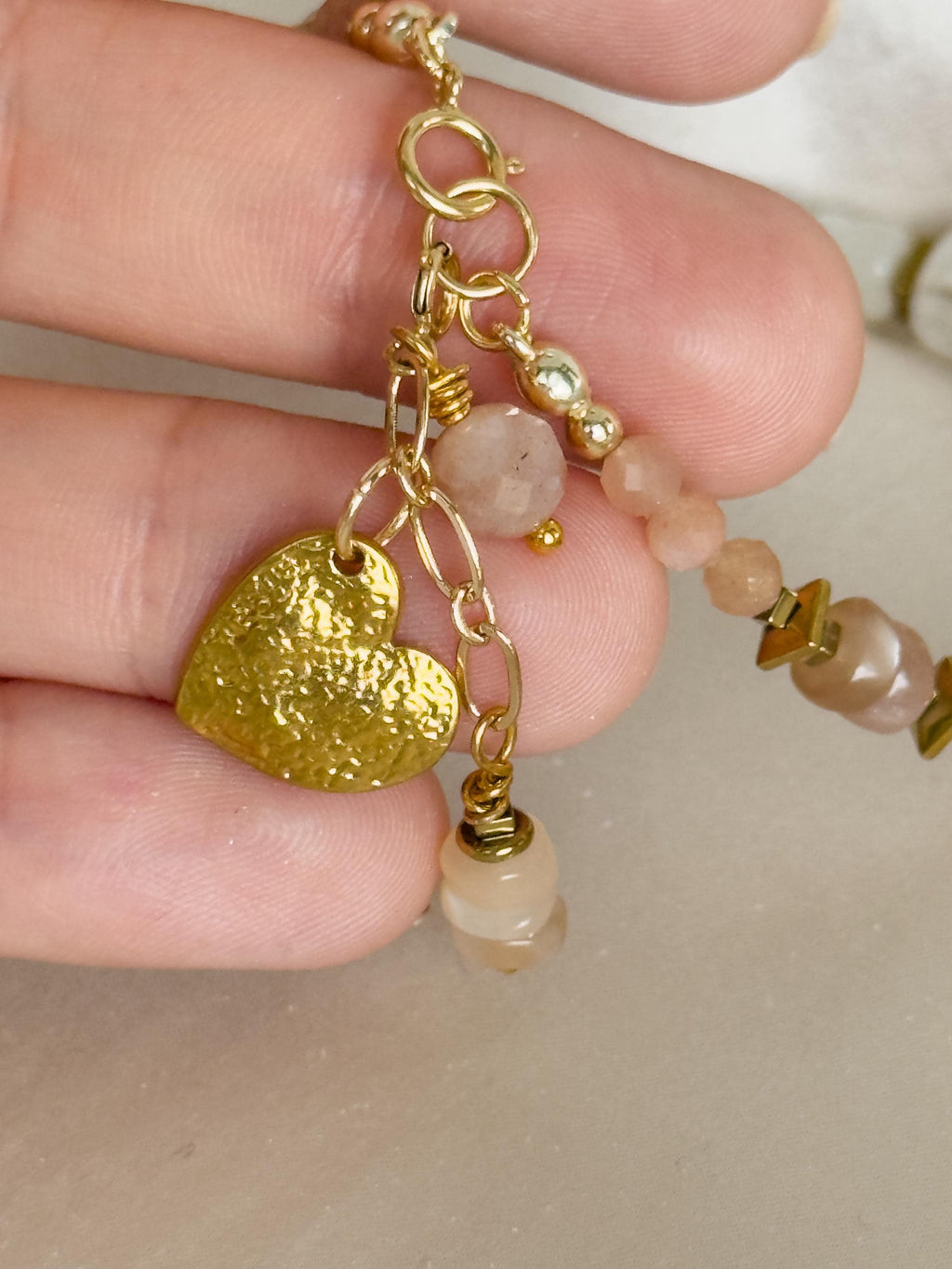 Moonstone & Sunstone Bracelet | Handmade Natural Gemstone Bracelet | Gold Filled Clasp | Minimalist Jewelry | Gift for Her