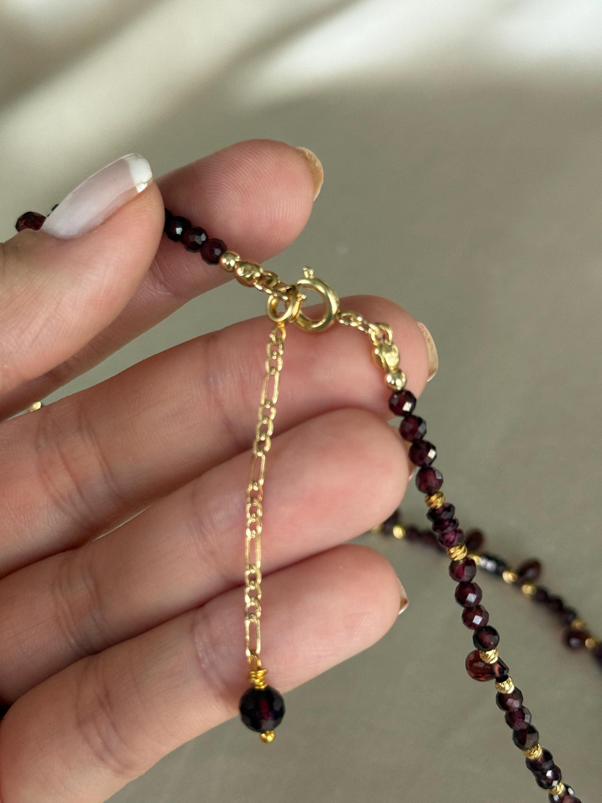 Garnet Necklace | Handmade Natural Garnet Choker | Gold Filled Clasp | Minimalist Gemstone Necklace | Gift for Her