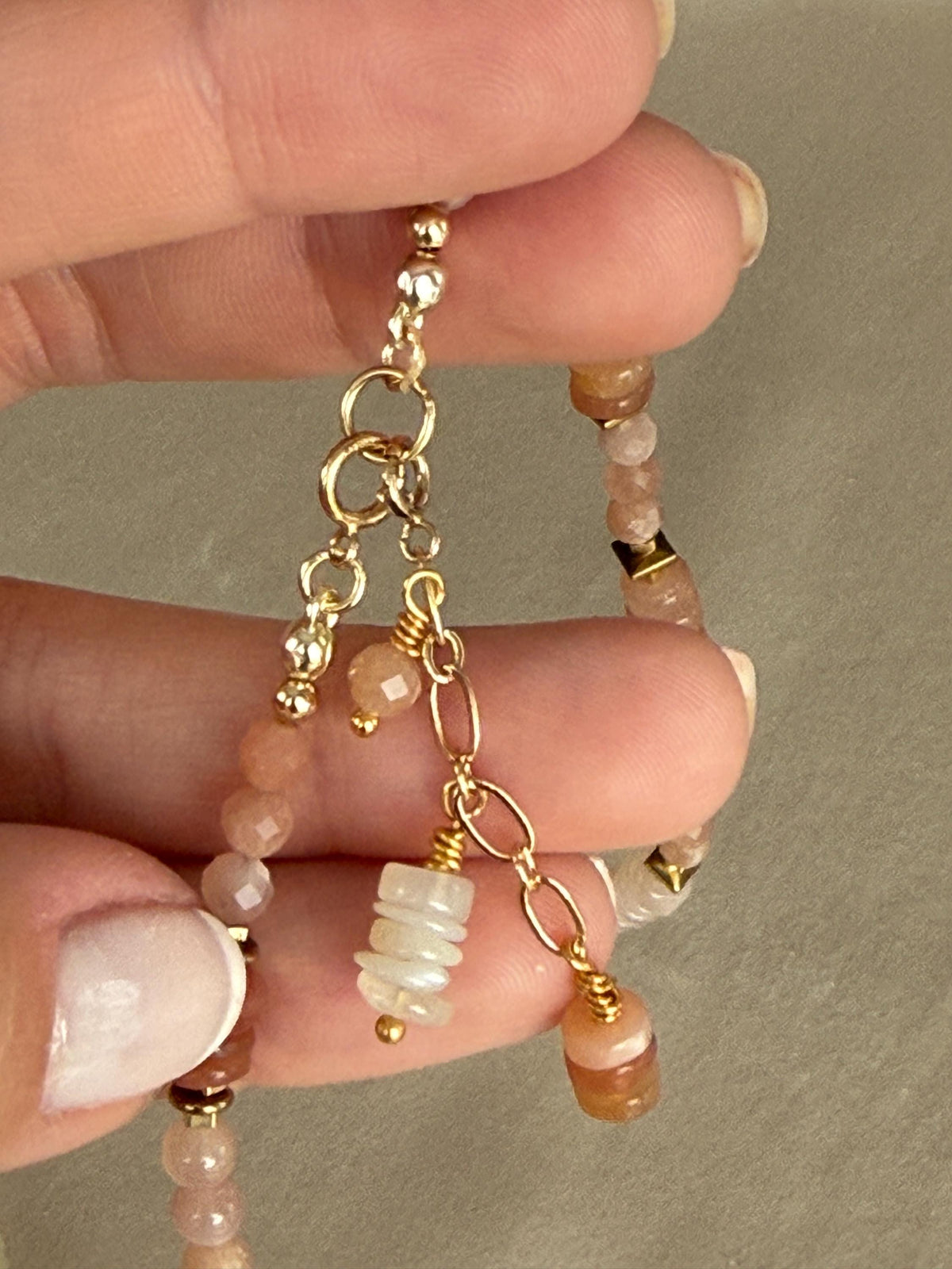Moonstone & Sunstone Necklace | Natural Gemstone Necklace | Gold Filled Clasp | Handmade Minimalist Jewelry | Gift for Her | Stone Orchard
