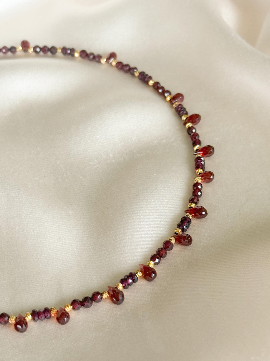 Garnet Necklace | Handmade Natural Garnet Choker | Gold Filled Clasp | Minimalist Gemstone Necklace | Gift for Her
