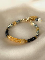 Citrine, Black Tourmaline & Dalmatian Jasper Bracelet | Natural Gemstone Bracelet | Gold Filled | Handmade Minimalist Jewelry | Stone Orchar