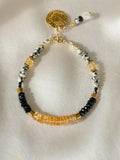 Citrine, Black Tourmaline & Dalmatian Jasper Bracelet | Natural Gemstone Bracelet | Gold Filled | Handmade Minimalist Jewelry | Stone Orchar