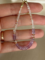 Amethyst & Herkimer Diamond Bracelet | Natural Amethyst and Herkimer Quartz | Gold Filled Elephant Charm | Handmade Gemstone Bracelet