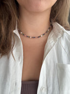 Ruby in Fuchsite & Rose Quartz Necklace, Gold Filled Clasp