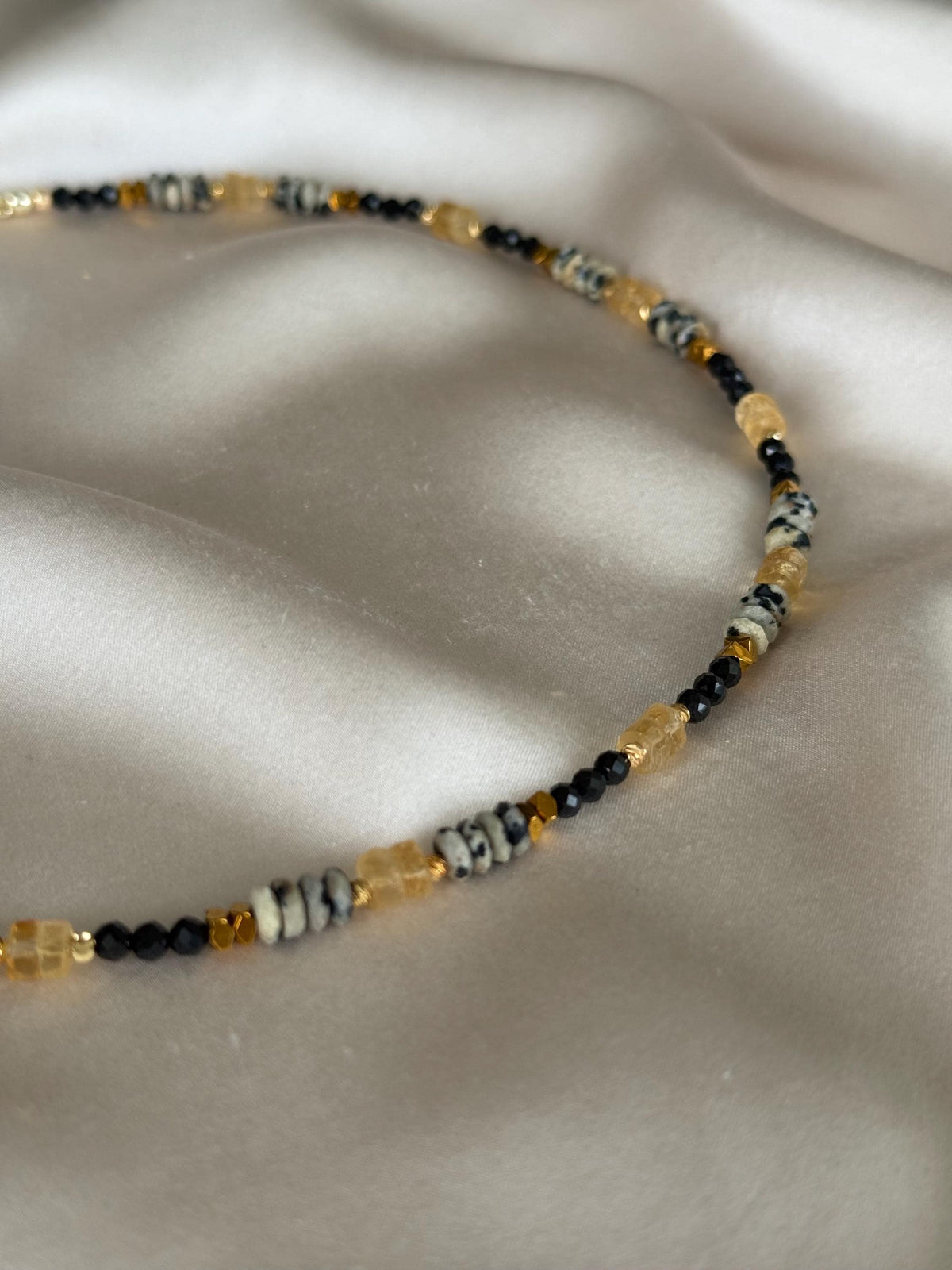 Citrine, Black Tourmaline & Dalmatian Jasper Necklace | Natural Gemstone Necklace | Gold Filled | Handmade Minimalist Jewelry |Stone Orchard