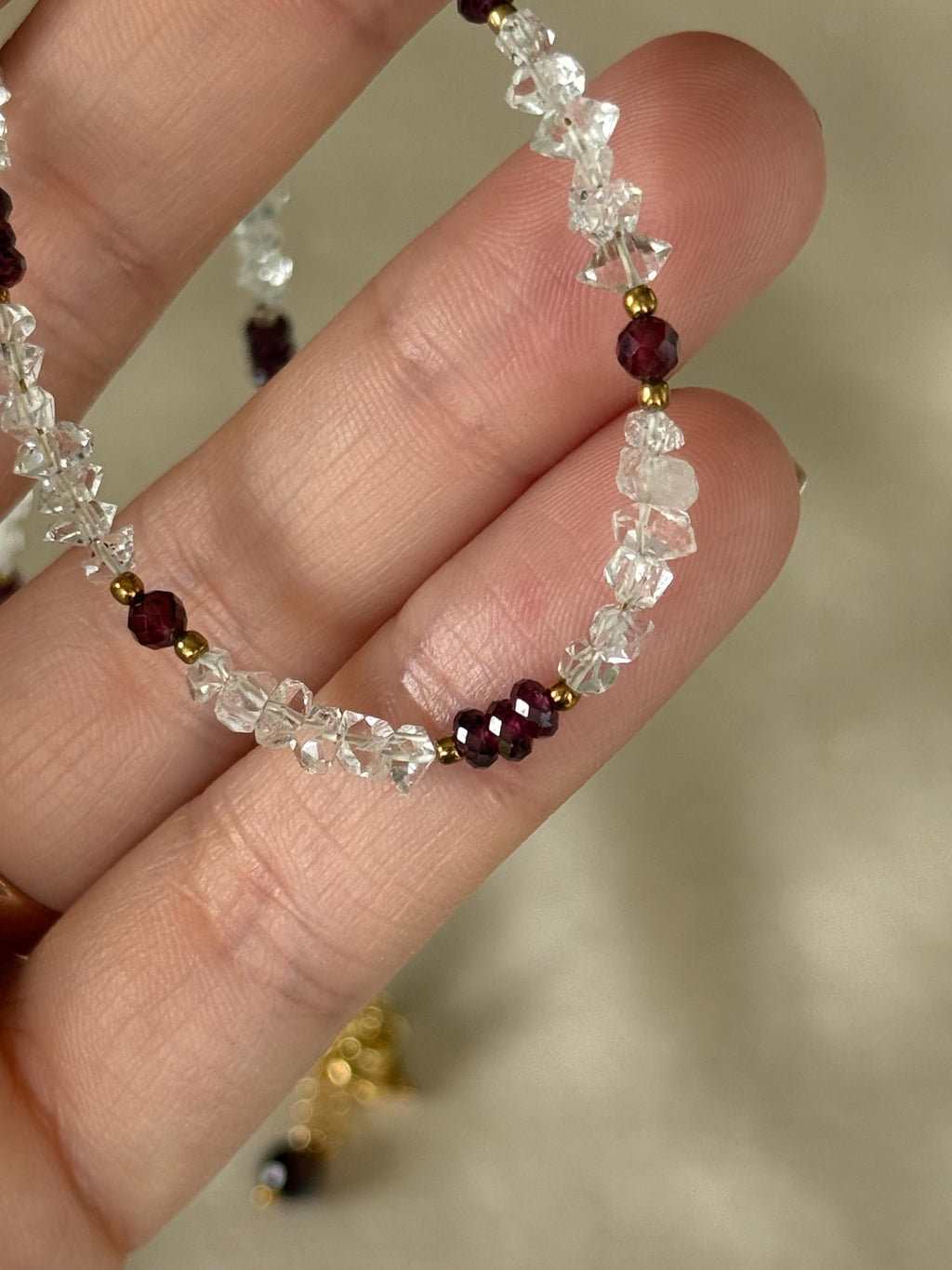 Herkimer Diamond & Garnet Necklace | Natural Gemstone Necklace | Gold Filled | Handmade Jewelry | Gift for Her | Stone Orchard