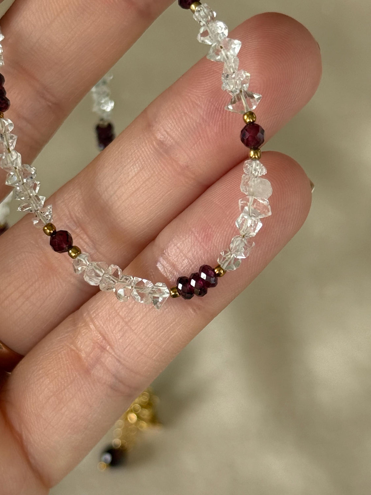 Herkimer Diamond & Garnet Necklace | Natural Gemstone Necklace | Gold Filled | Handmade Jewelry | Gift for Her | Stone Orchard