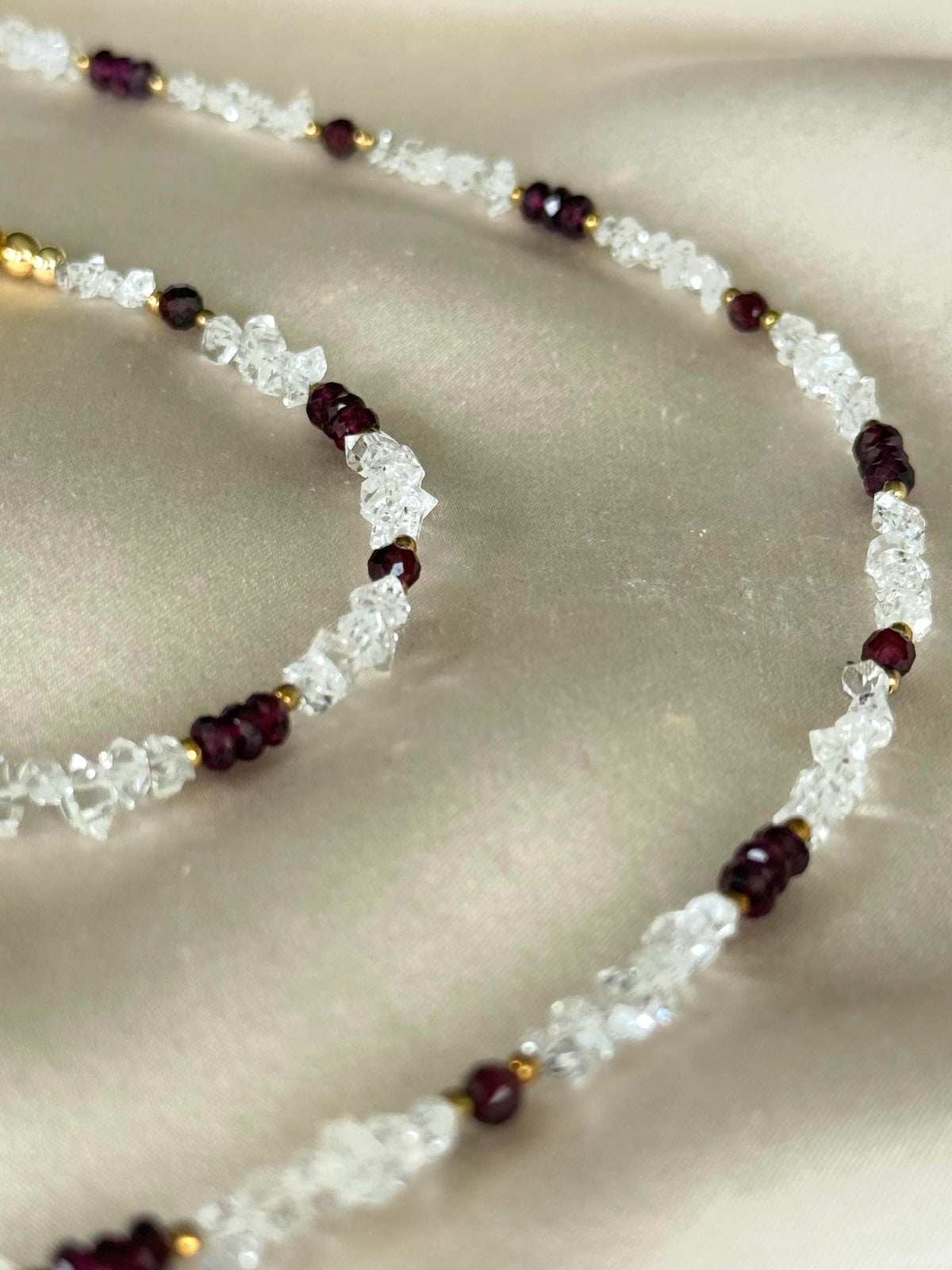 Herkimer Diamond & Garnet Necklace | Natural Gemstone Necklace | Gold Filled | Handmade Jewelry | Gift for Her | Stone Orchard
