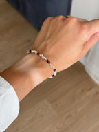 Herkimer Diamond & Garnet Bracelet | Natural Gemstone Bracelet | Gold Filled Clasp | Handmade Minimalist Jewelry | January Birthstone Gift