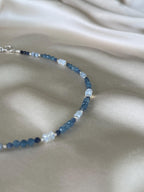 Aquamarine & Opalite Necklace | Handmade Beaded Necklace | Silver Clasp | Blue Gemstone Jewelry | 43 cm