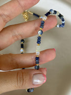 Sodalite, Ethiopian Opal, Opal & Sapphire Necklace | Natural Gemstone Necklace | Gold Filled Clasp | 41 cm