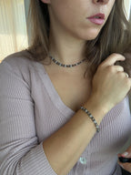 Silver Obsidian & Labradorite Necklace | Natural Gemstone Necklace | Gold Filled Clasp | Handmade Jewelry | 43 cm