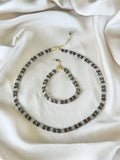 Silver Obsidian & Labradorite Bracelet | Natural Gemstone Bracelet | Gold Filled Clasp | Handmade Jewelry | 18 cm