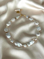 White Baroque Pearl Necklace | Ethiopian Opal Necklace | Natural Gemstone Necklace | Gold Filled Clasp | Handmade Jewelry | Stone Orchard