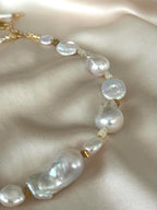 White Baroque Pearl Necklace | Ethiopian Opal Necklace | Natural Gemstone Necklace | Gold Filled Clasp | Handmade Jewelry | Stone Orchard