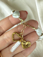 White Baroque Pearl Bracelet | Ethiopian Opal Bracelet | Natural Gemstone Jewelry | Gold Filled Clasp | 19,5 cm