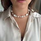 White Baroque Pearl Necklace | Ethiopian Opal Necklace | Natural Gemstone Necklace | Gold Filled Clasp | Handmade Jewelry | Stone Orchard