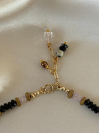 Morganite, Black Tourmaline & Dalmatian Jasper Necklace | Natural Gemstone Necklace | Gold Filled Clasp | Handmade Jewelry | 44 cm