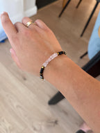 Morganite, Black Tourmaline, Dalmatian Jasper & Hematite Bracelet | Natural Gemstone Bracelet | Gold Filled Clasp | 18 cm