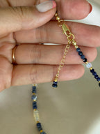 Sodalite, Ethiopian Opal, Opal & Sapphire Necklace | Natural Gemstone Necklace | Gold Filled Clasp | 41 cm