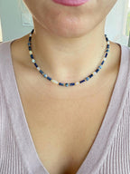 Sodalite, Ethiopian Opal, Opal & Sapphire Necklace | Natural Gemstone Necklace | Gold Filled Clasp | 41 cm