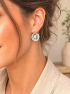 Blue Flash Labradorite Cluster Stud Earrings, Sterling Silver Posts