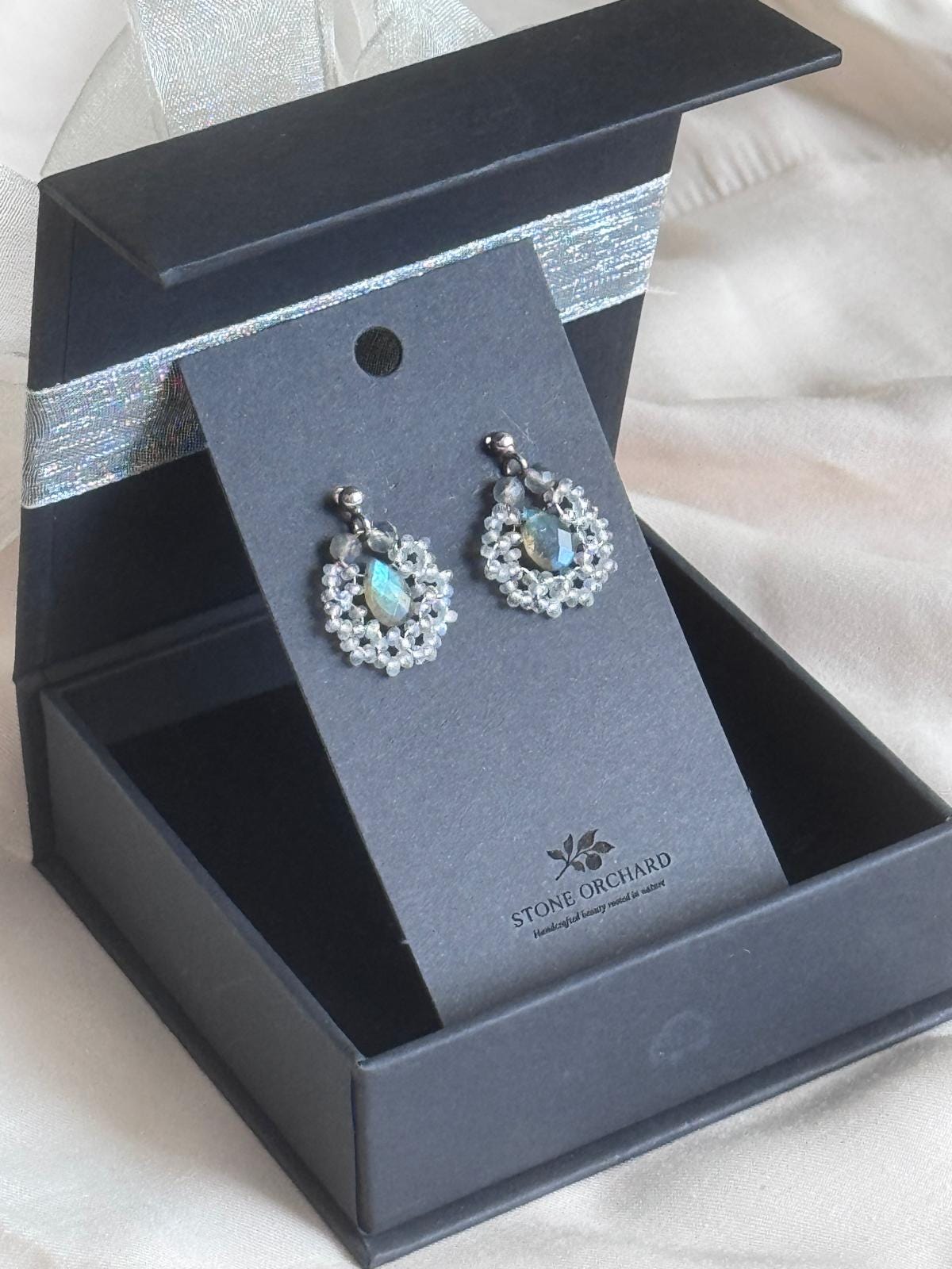 Blue Flash Labradorite Cluster Stud Earrings, Sterling Silver Posts