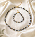 Obsidian & Labradorite Necklace and Bracelet Set, Gold Filled Findings