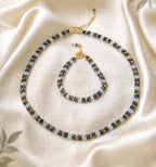 Obsidian & Labradorite Necklace and Bracelet Set, Gold Filled Findings