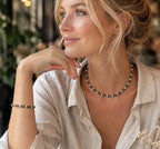 Obsidian & Labradorite Necklace and Bracelet Set, Gold Filled Findings