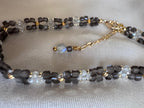 Obsidian & Labradorite Necklace and Bracelet Set, Gold Filled Findings