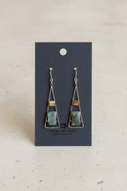 Labradorite & Hematite Geometric Dangle Earrings, Gold Filled Ear Wires