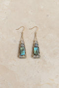 Labradorite Geometric Dangle Earrings, Gold Filled Hooks