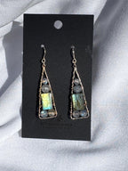 Labradorite Geometric Dangle Earrings, Gold Filled Hooks
