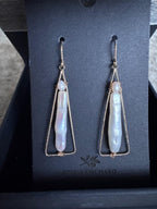 Long Baroque Pearl Geometric Earrings, Gold Filled Hooks
