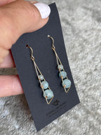 Aquamarine Geometric Dangle Earrings, Gold Filled Hooks