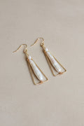Long Baroque Pearl Geometric Earrings, Gold Filled Hooks