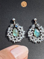 Blue Flash Labradorite Cluster Stud Earrings, Sterling Silver Posts