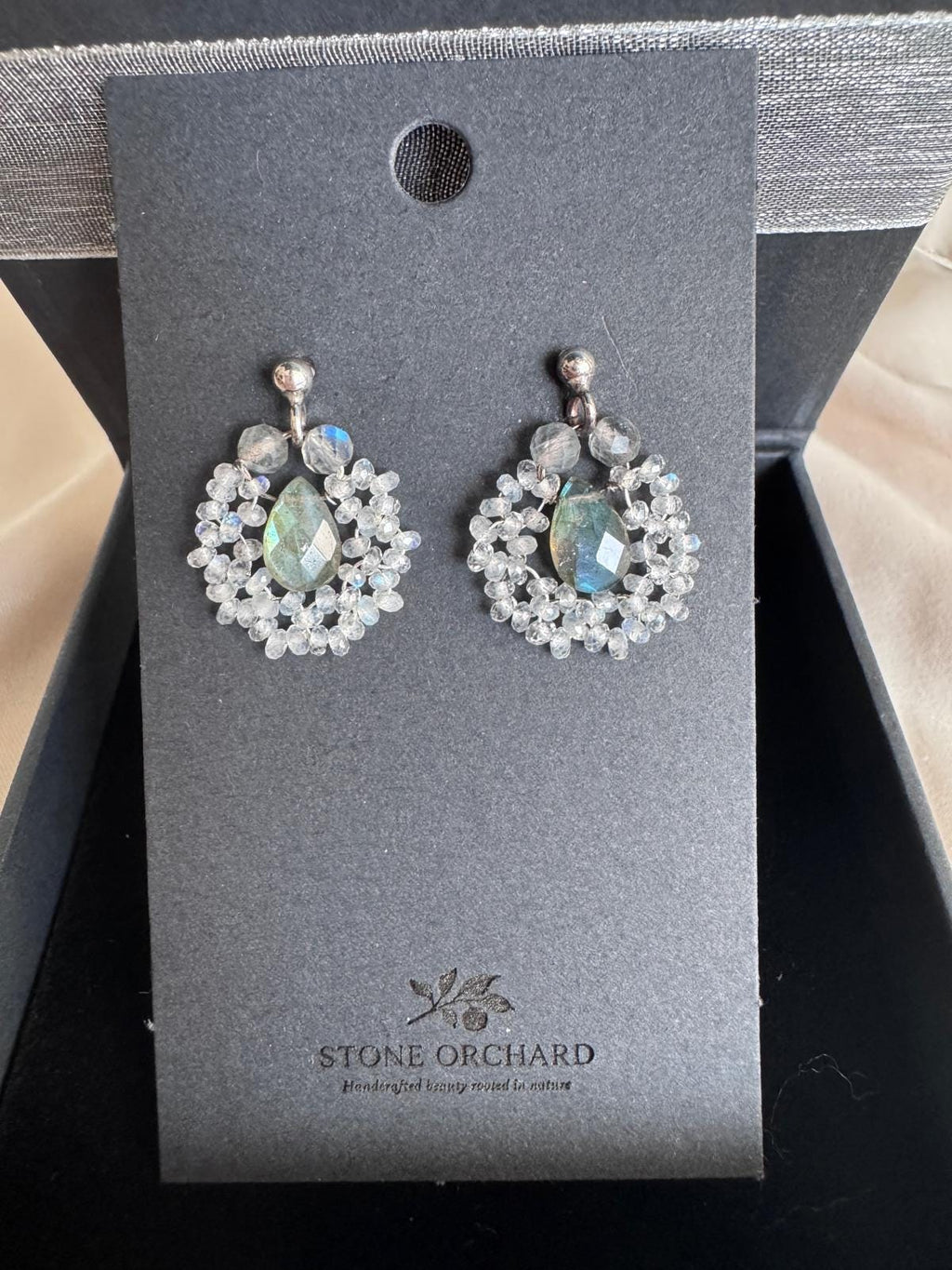 Blue Flash Labradorite Cluster Stud Earrings, Sterling Silver Posts