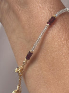 Garnet and Labradorite Bracelet, Dainty Gold Filled Gemstone Bracelet, Handmade Natural Stone Jewelry