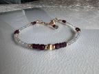 Garnet and Labradorite Bracelet, Dainty Gold Filled Gemstone Bracelet, Handmade Natural Stone Jewelry