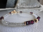 Garnet and Labradorite Bracelet, Dainty Gold Filled Gemstone Bracelet, Handmade Natural Stone Jewelry