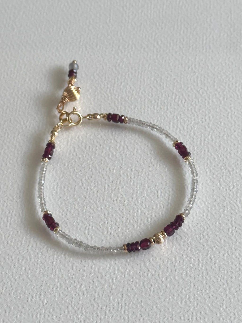 Garnet and Labradorite Bracelet, Dainty Gold Filled Gemstone Bracelet, Handmade Natural Stone Jewelry