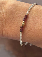 Garnet and Labradorite Bracelet, Dainty Gold Filled Gemstone Bracelet, Handmade Natural Stone Jewelry