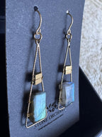 Labradorite & Hematite Geometric Dangle Earrings, Gold Filled Ear Wires