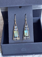 Labradorite Geometric Dangle Earrings, Gold Filled Hooks