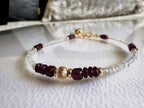 Garnet and Labradorite Bracelet, Dainty Gold Filled Gemstone Bracelet, Handmade Natural Stone Jewelry