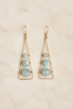 Aquamarine Geometric Dangle Earrings, Gold Filled Hooks