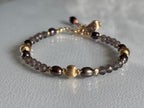 Smoky Quartz and Blue Grey Pearl Bracelet, 14K Gold Filled Jewelry, Dainty Handmade Gemstone Bracelet