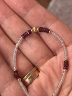 Garnet and Labradorite Bracelet, Dainty Gold Filled Gemstone Bracelet, Handmade Natural Stone Jewelry